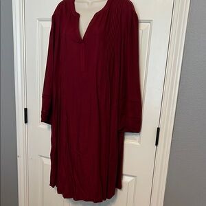 Deep Red Long Sleeve Dress